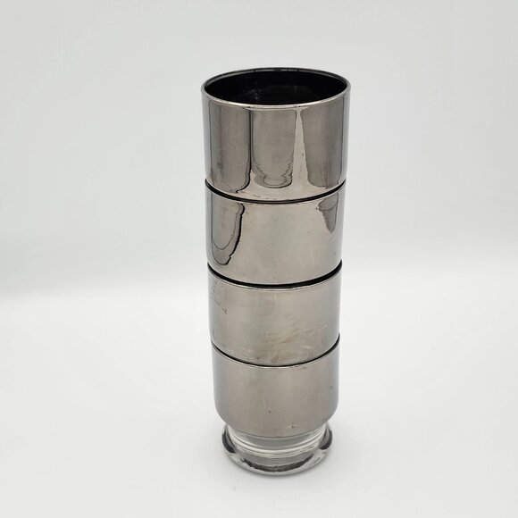 Vintage MCM Stackable Highball Glasses with Thick Silver Band – Set of 4 - Picture 8 of 8